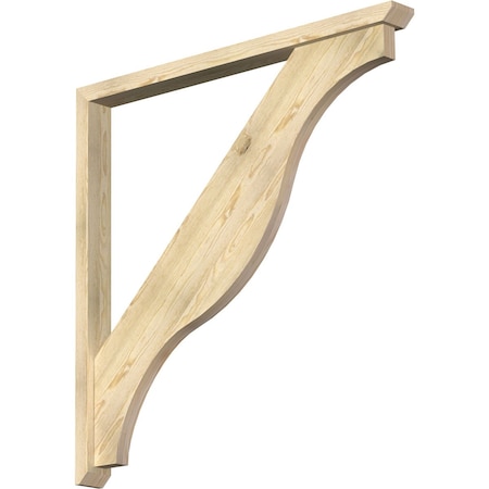 Ekena Millwork Funston Slat Rough Sawn Bracket w/ Offset Brace, Douglas Fir, 4"W x 48"D x 48"H BKT0402X48X48FST06RDF